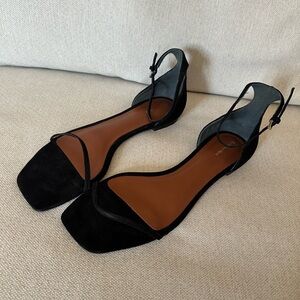 Reformation Mirella Black Suede Flat Sandal 8.5. New without box!